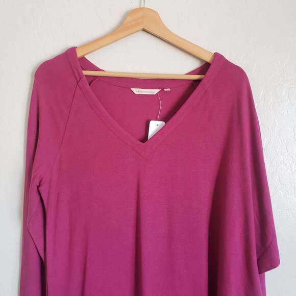 Soft Surroundings Marla Dress Dark Fuchsia Size M Stretch Asymmetrical Artsy NEW - Picture 3 of 11